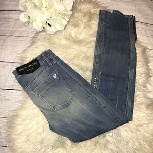 Black Orchid Distress Embellished Moto Skinny Jean